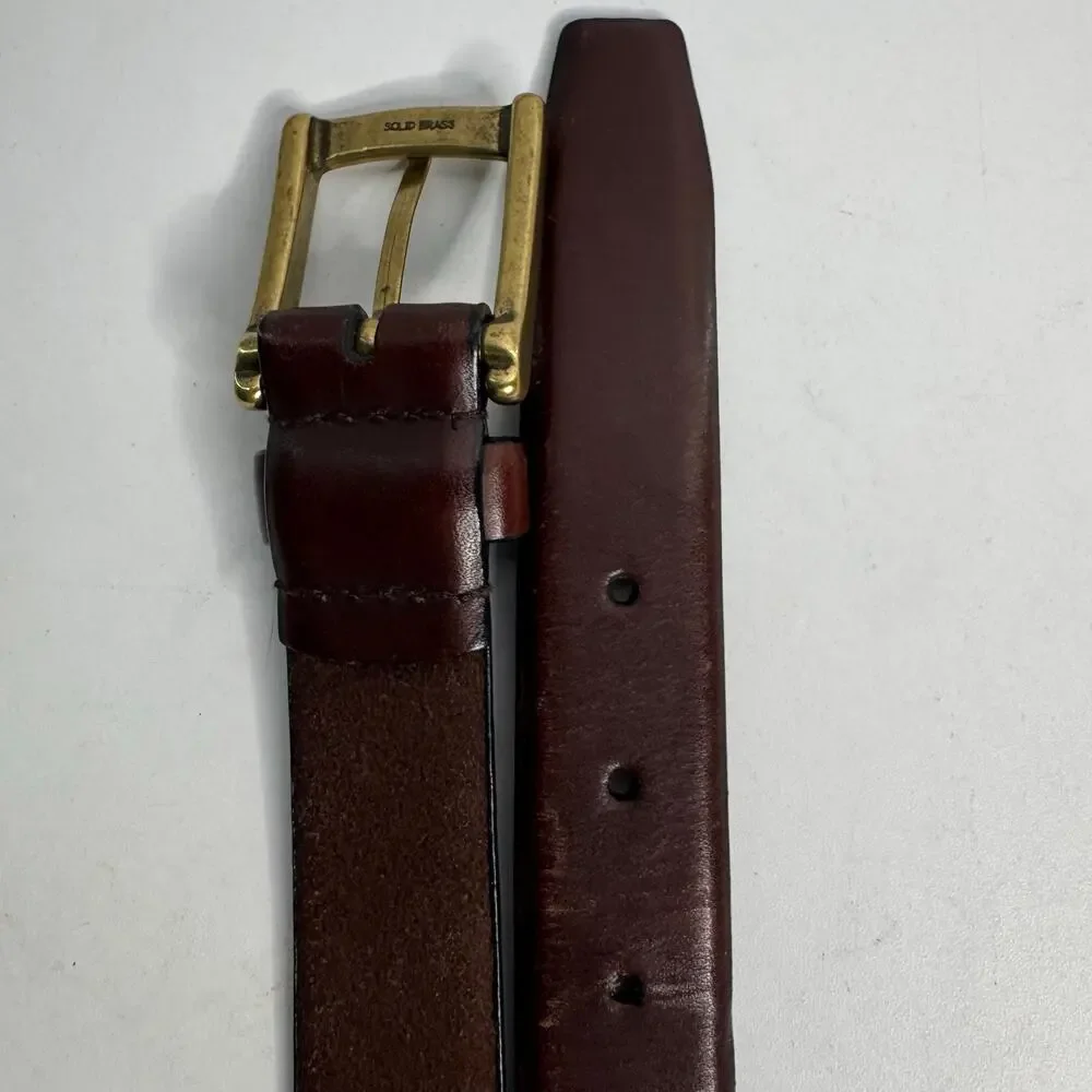 Dockers Brown Full Grain Leather Belt Solid Brass Size 42